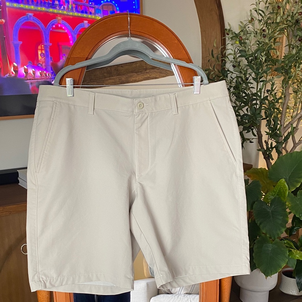 Under Armour Light Tan Flat Front Hybrid Shorts